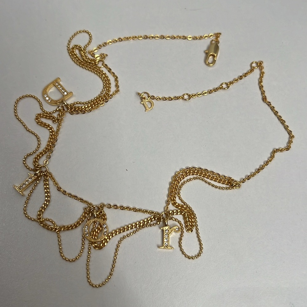 DIOR Gold Rhinestones Necklace 16” - Picture 6 of 8
